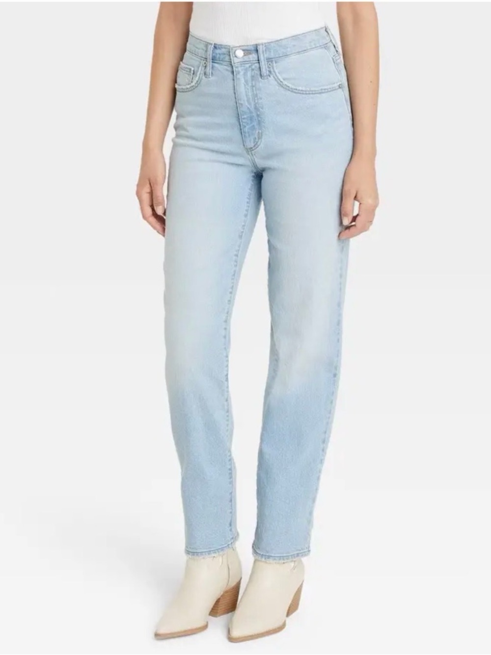 90s High Rise Straight Jeans Light Wash Size 10R Vintage Style